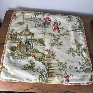 Waverly "Pacific Pavilon" Oriental Toile Designer Pillow Without Instert 21x21.5